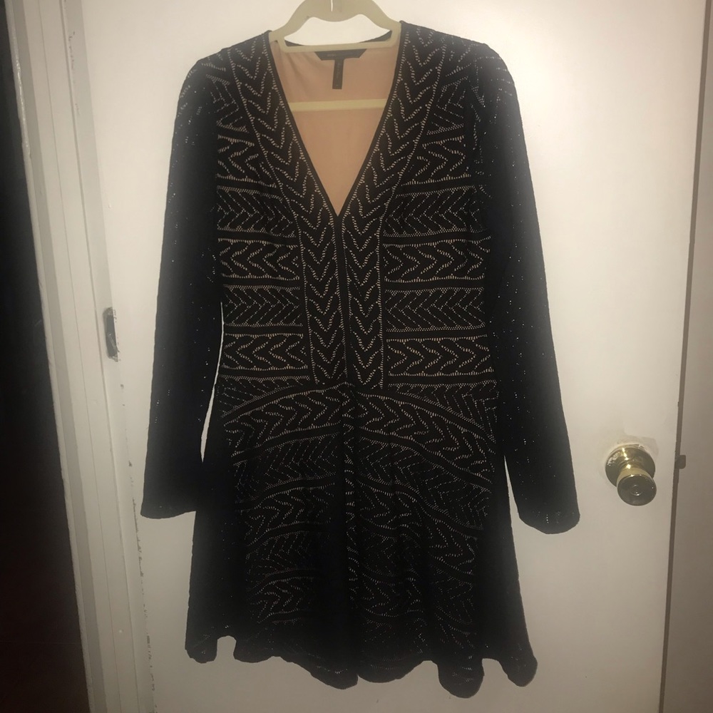 BCBG MAXAZRIA 
Striped Lace A-Line Dress